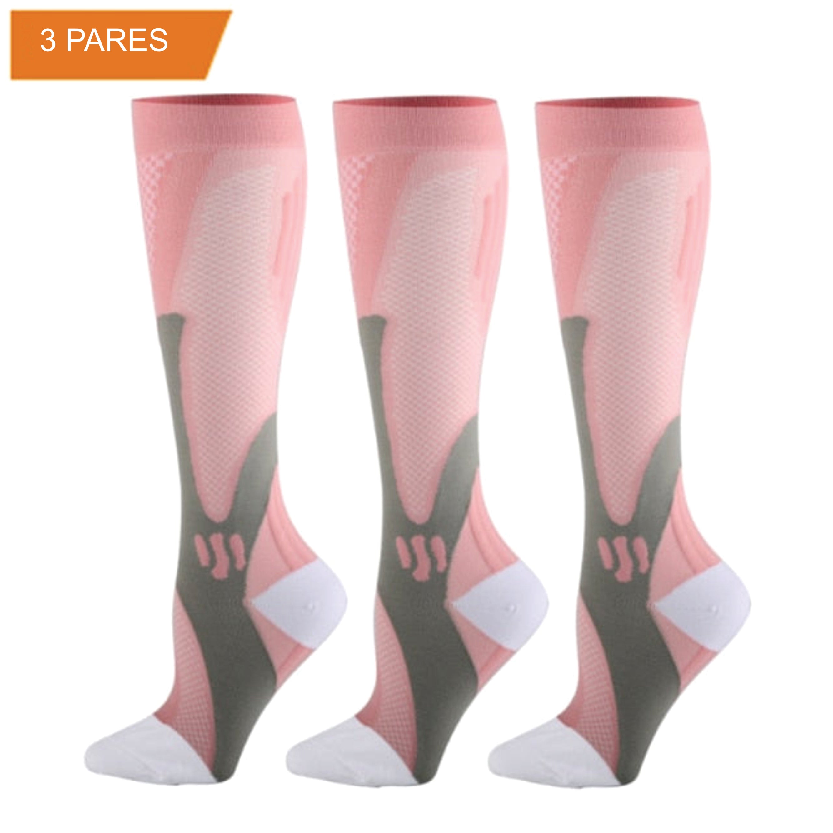 Promoção | Pague 2 Leve 3 | Kit com 3 Pares de Meias de Compressão ProRunners® com Poliamida e Elastano