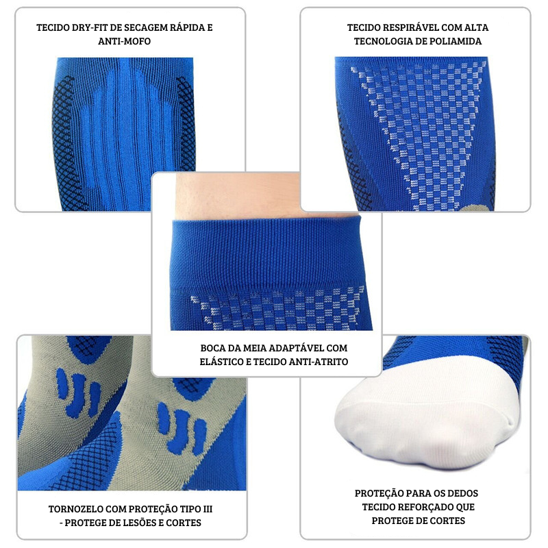 Promoção | Pague 2 Leve 3 | Kit com 3 Pares de Meias de Compressão ProRunners® com Poliamida e Elastano