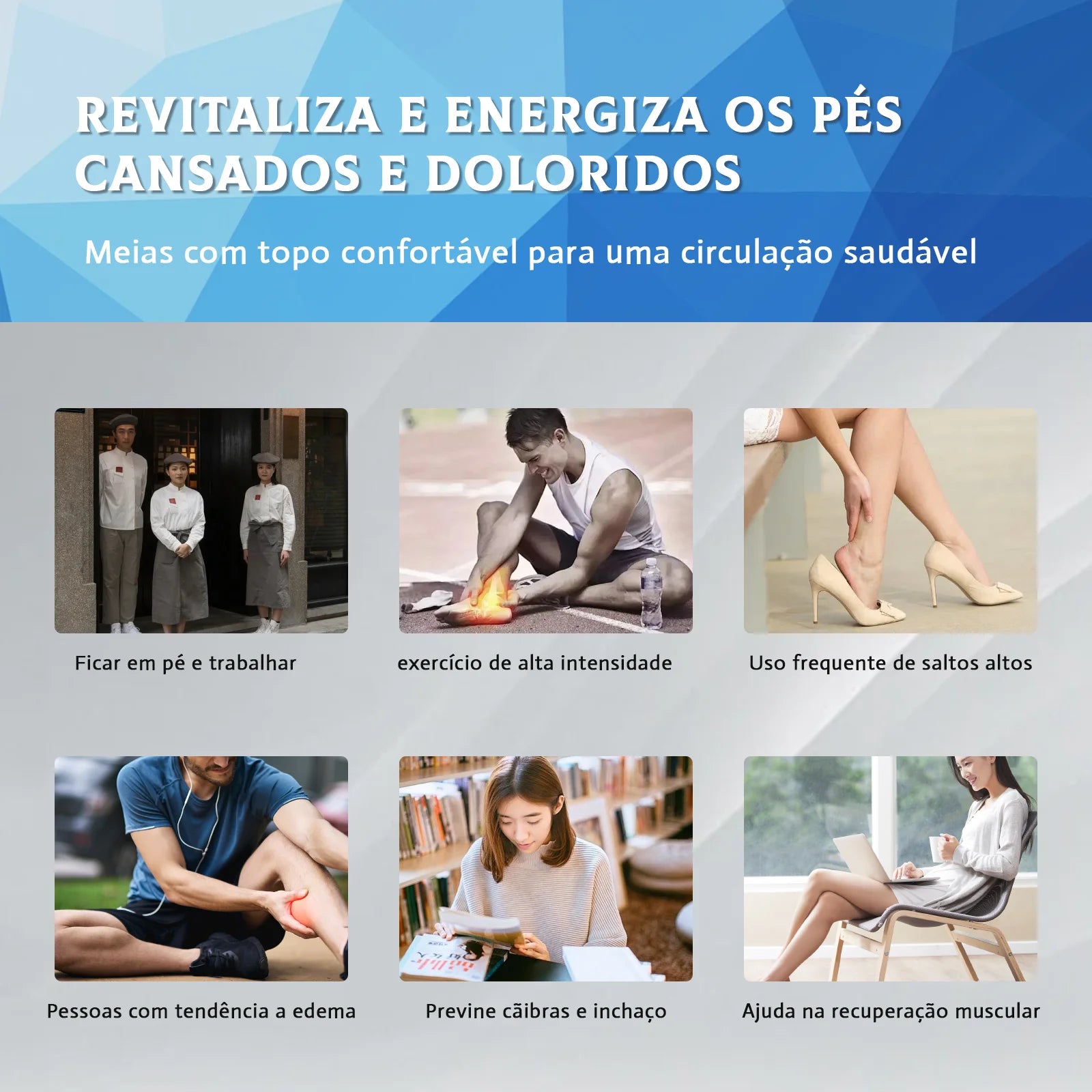Promoção | Pague 2 Leve 3 | Kit com 3 Pares de Meias de Compressão ProRunners® com Poliamida e Elastano